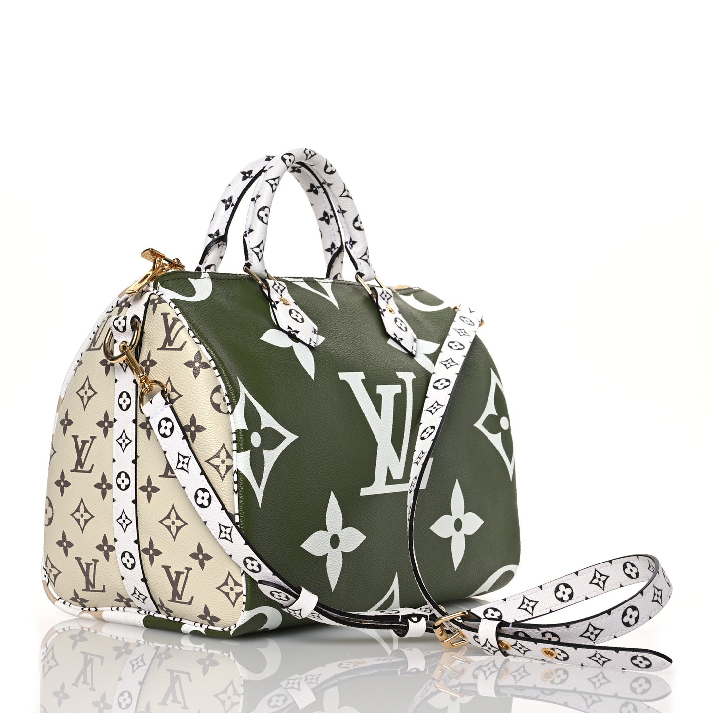 Monogram Giant Speedy Bandouliere 30 Kaki Beige