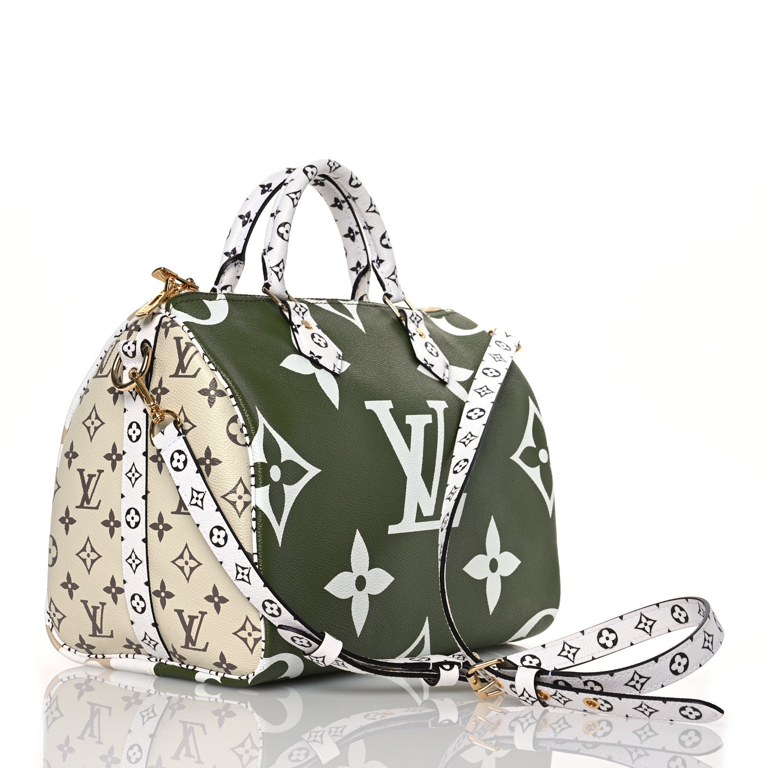 Louis Vuitton Monogram Giant Speedy Bandouliere 30 Kaki Beige 3 of 14