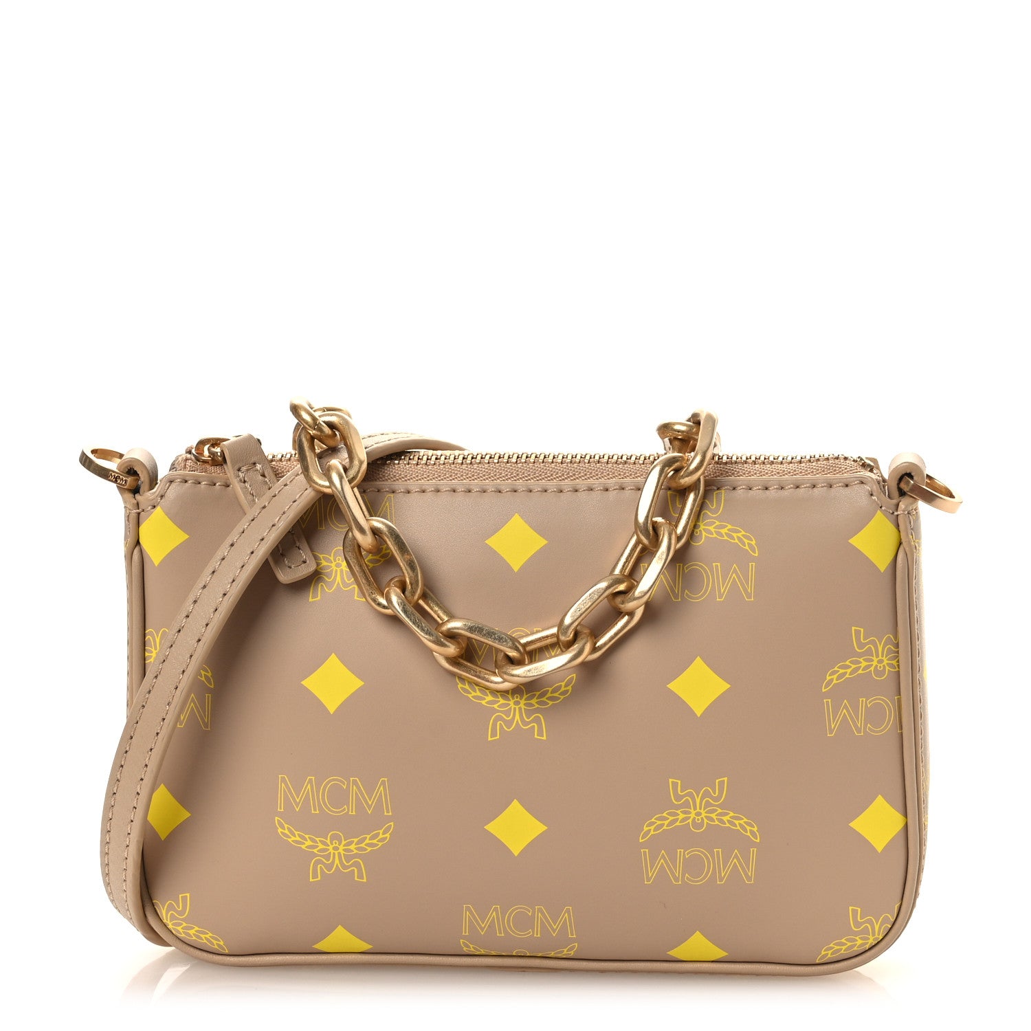 MCM Calfskin Color Splash Mini Pouch on Chain Croissant 1 of 9