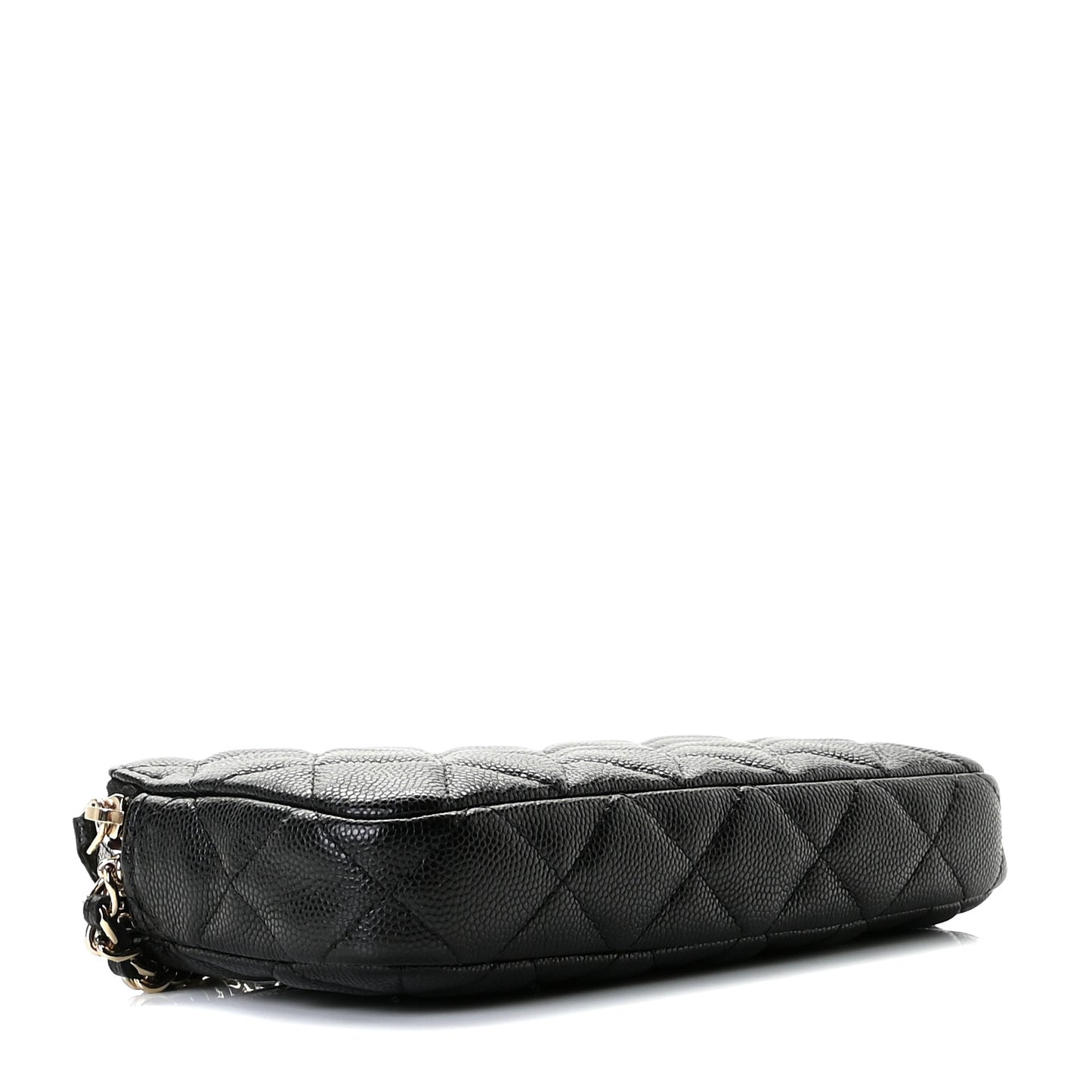 Caviar Quilted Small Clutch With Chain Black
