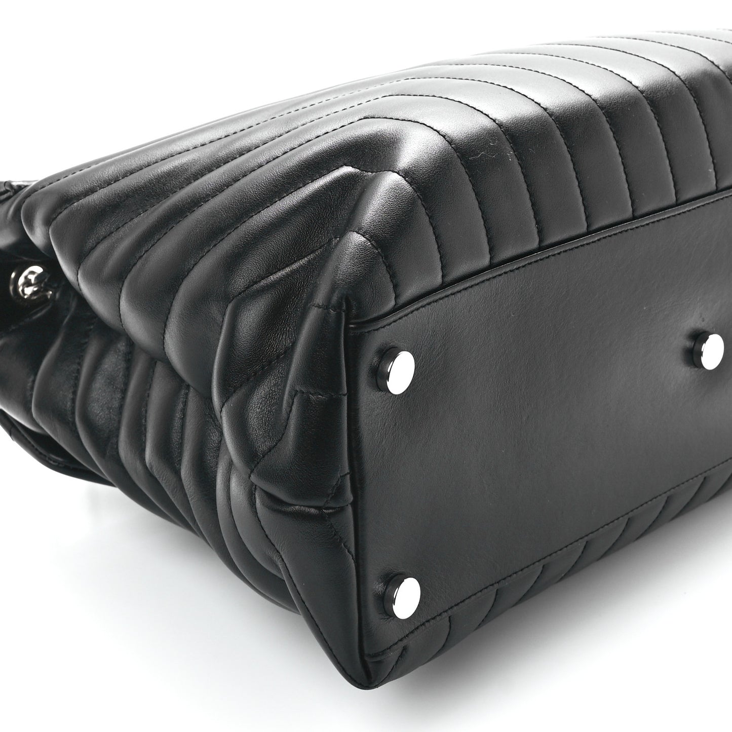 Calfskin Y Quilted Monogram Large Loulou Chain Satchel Black