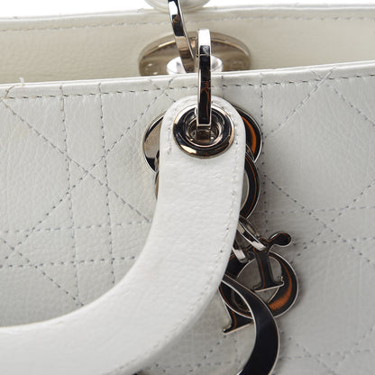 Christian Dior Calfskin Cannage Stitched Small Lady East West Lady Dior White 23 of 26