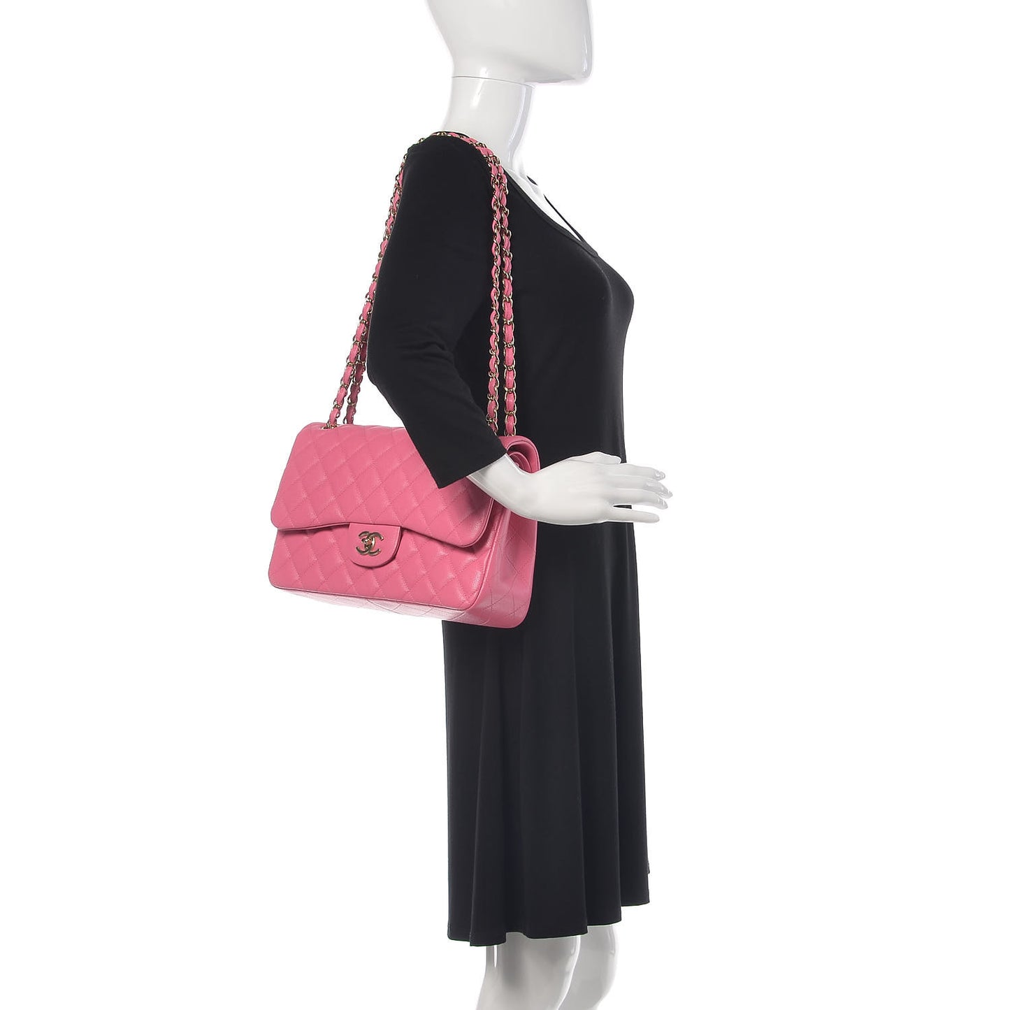 Caviar Quilted Jumbo Double Flap Pink