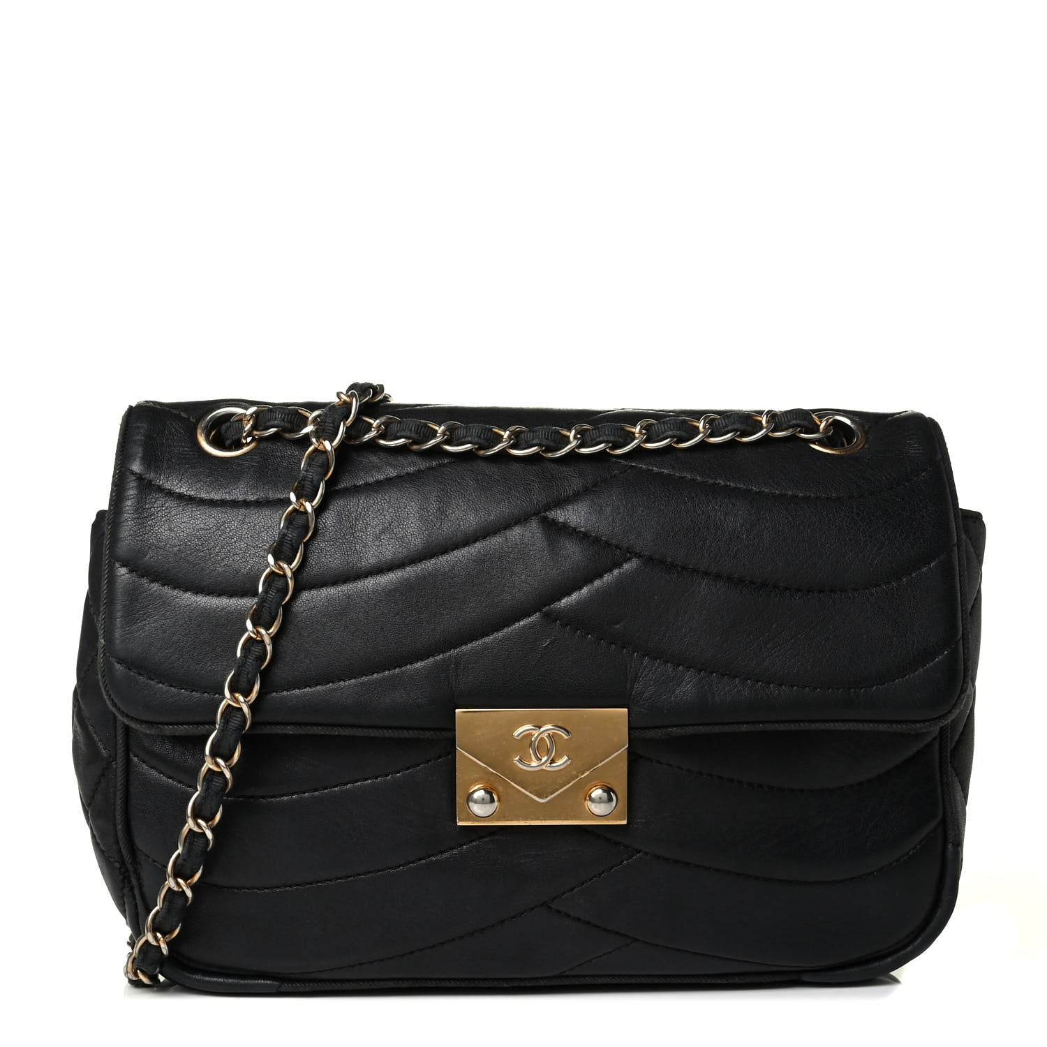 Chanel Lambskin Scallop Quilted Medium Pagoda Flap Black 1 of 9