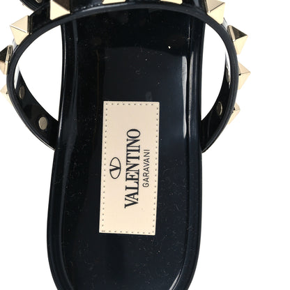 Valentino Garavani PVC Jelly Rockstud Caged Flat Thong Sandals 37 Black 7 of 9