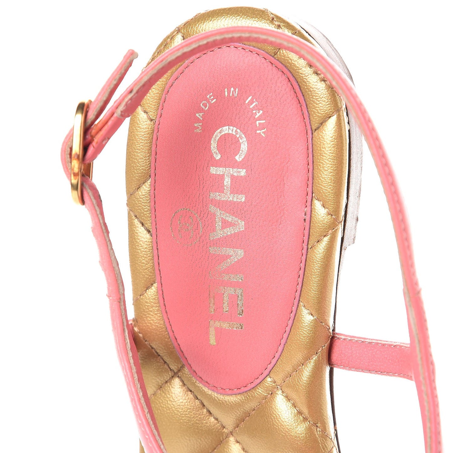 Lambskin Quilted CC Thong Sandals 40 Pink