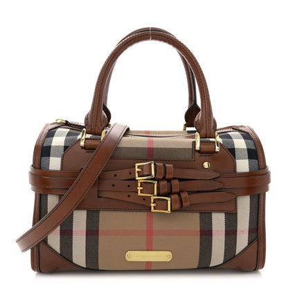 Burberry House Check Bridle Calfskin Medium Alchester Bowling Bag Dark Tan 1 of 18