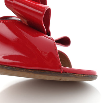 Valentino Garavani Patent Couture Bow Peep Toe Low Heel Pumps 39 Rosso Valentino 14 of 15