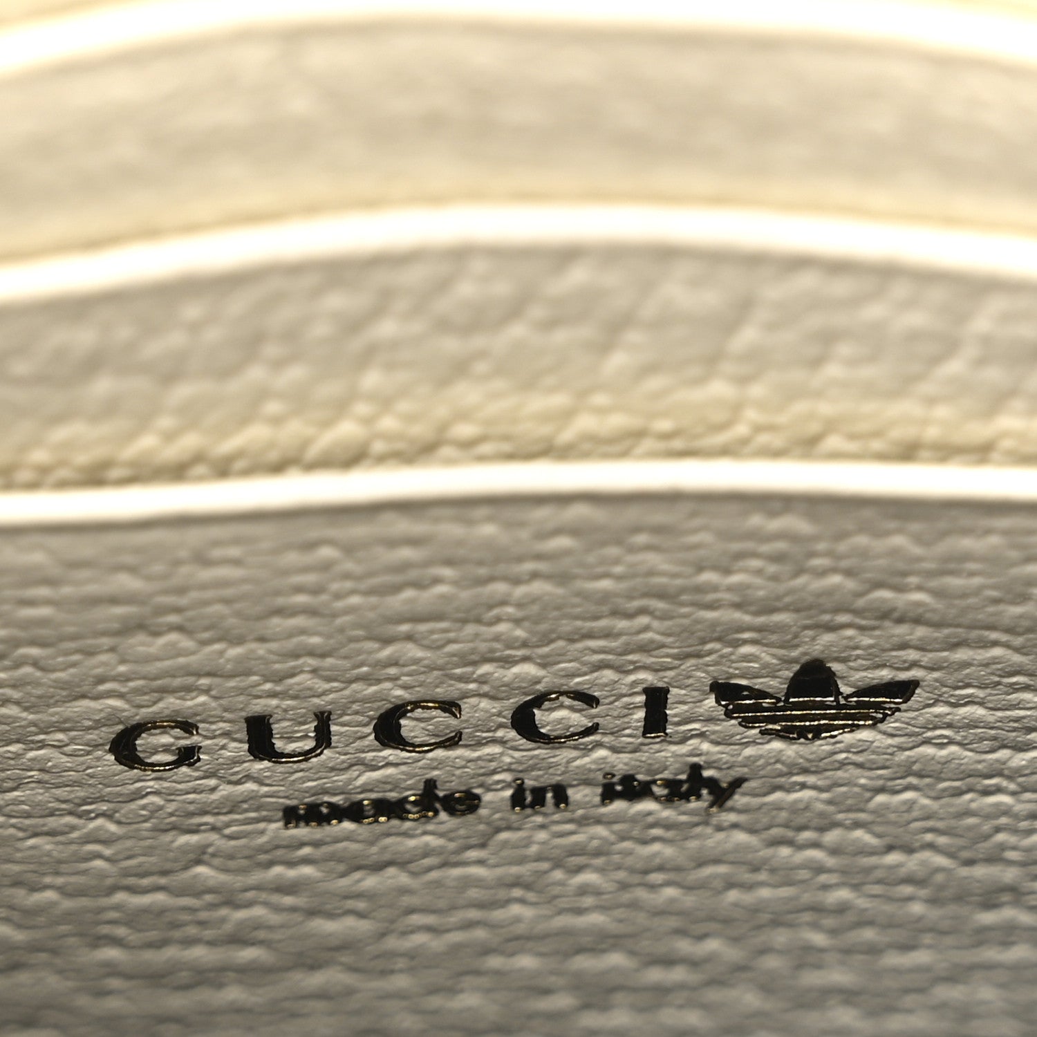 Gucci X ADIDAS Textured Dollar Calfskin Trefoil Embossed Phone Crossbody Bag Black Off White 6 of 13