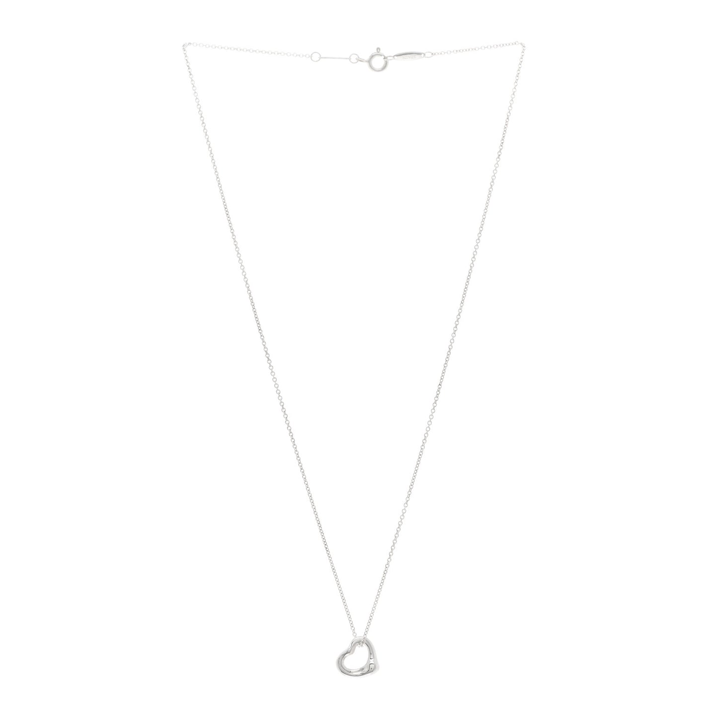 Sterling Silver 11mm Elsa Peretti Open Heart Pendant Necklace