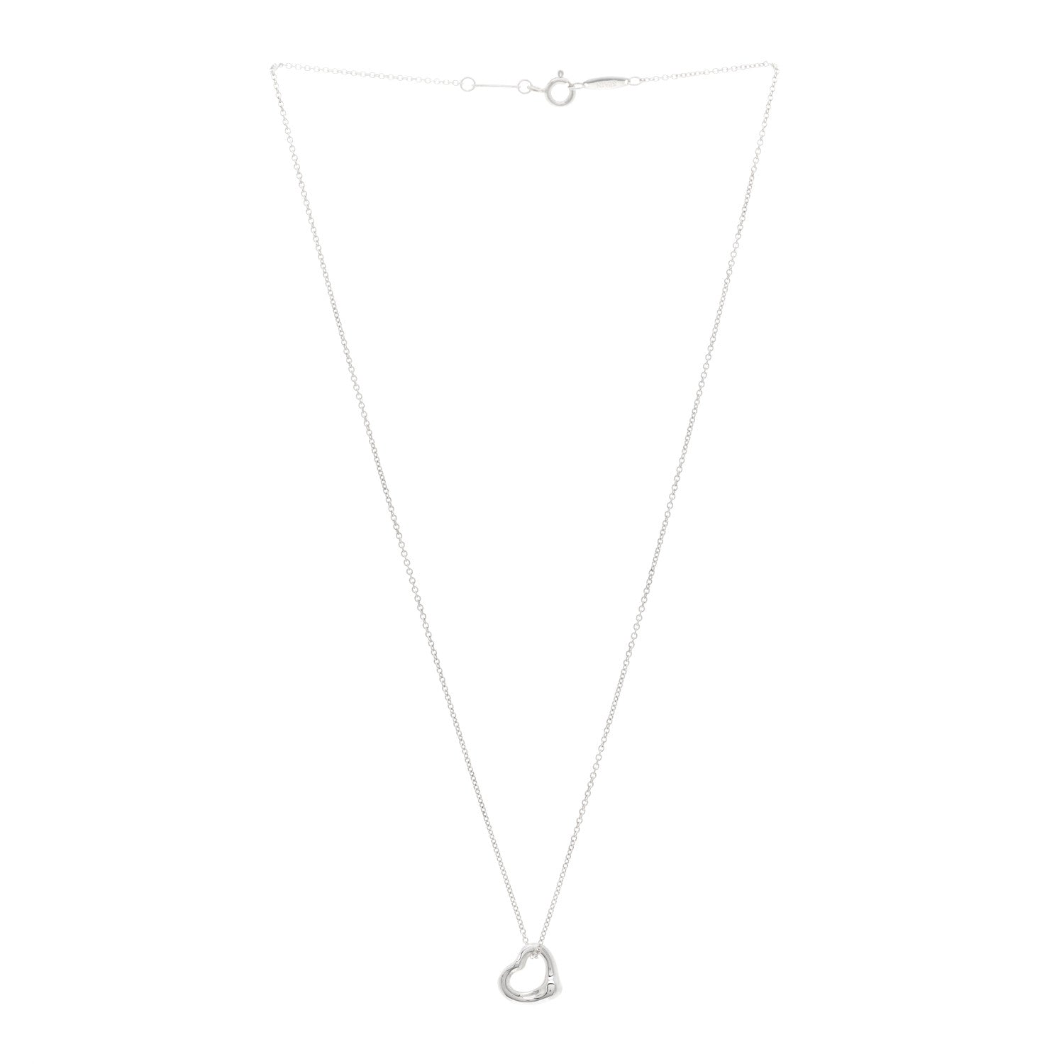 Tiffany Sterling Silver 11mm Elsa Peretti Open Heart Pendant Necklace 3 of 4