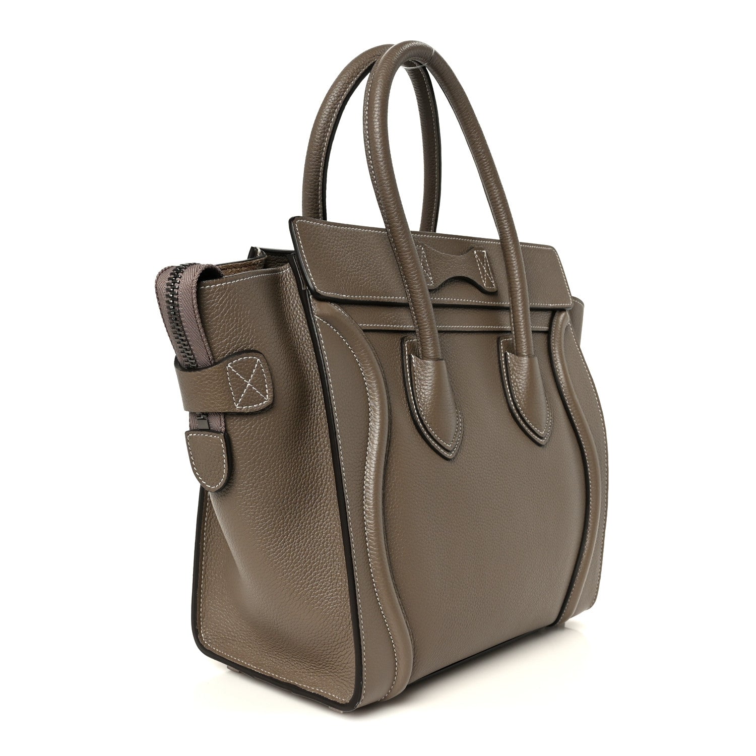 Celine Drummed Calfskin Micro Luggage Souris 3 of 11
