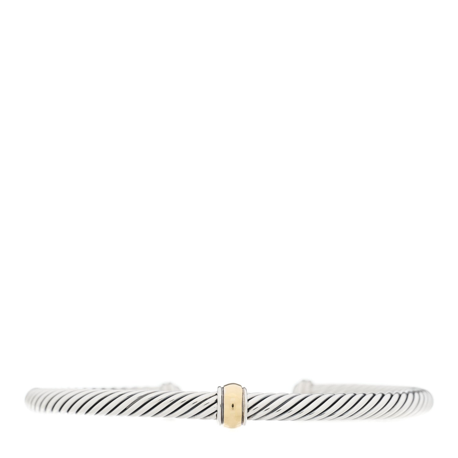 David Yurman Sterling Silver 18K Yellow Gold 4mm Station Cable Bracelet 1 of 3
