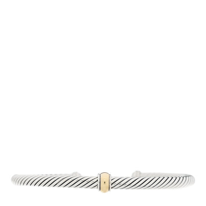 David Yurman Sterling Silver 18K Yellow Gold 4mm Station Cable Bracelet 1 of 3