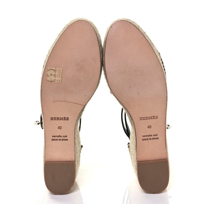Hermes Calfskin Tipoli Espadrille Wedges 40 Black 5 of 9