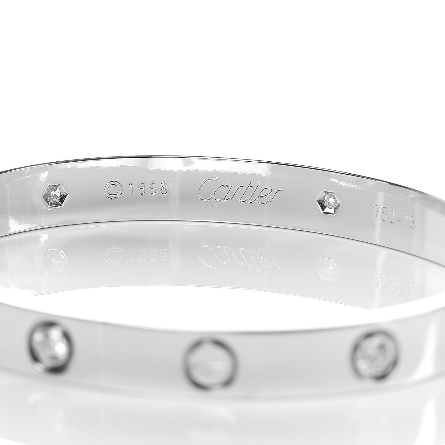 18K White Gold 6 Diamond LOVE Bracelet 16