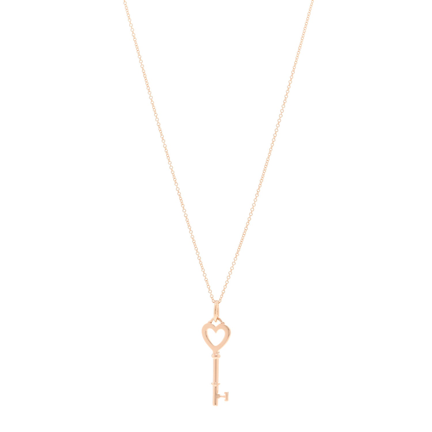 Tiffany 18K Rose Gold Mini Heart Key Pendant Necklace 1 of 5