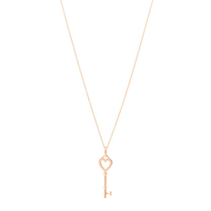 Tiffany 18K Rose Gold Mini Heart Key Pendant Necklace 1 of 5