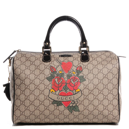 Gucci GG Plus Monogram Tattoo Heart Medium Joy Boston Dark Brown 1 of 7