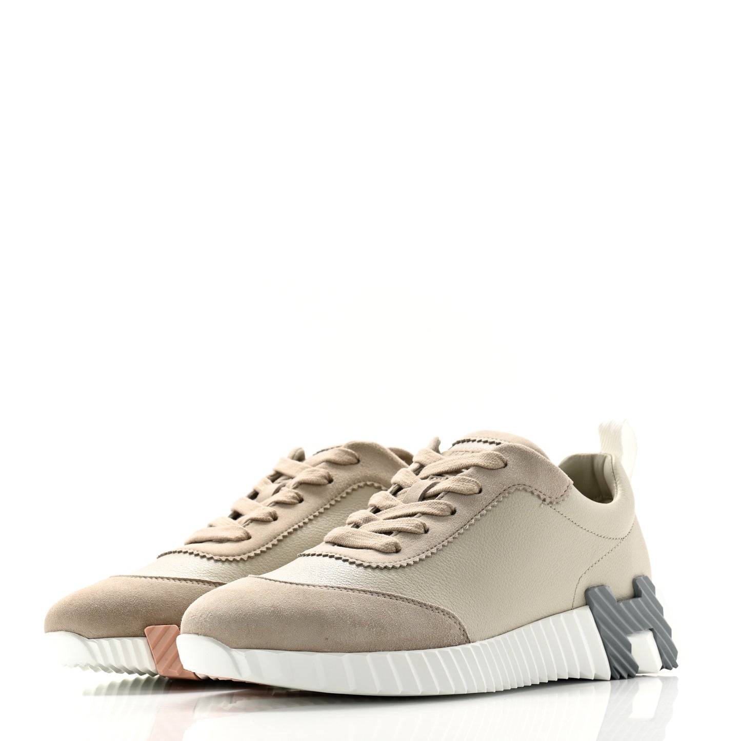 Sport Goatskin Suede Goatskin Womens Bouncing Sneakers 37.5 Beige Esquisse
