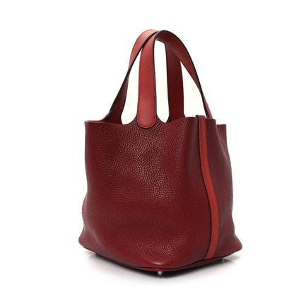 Hermes Taurillon Clemence Swift Picotin Lock 22 MM Rouge H Brique 3 of 11