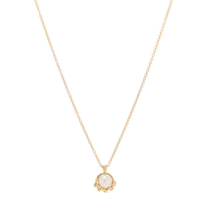 Tiffany 18K Yellow Gold Pearl Paloma Picasso Olive Leaf Pendant Necklace 1 of 6