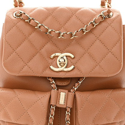 Chanel Shiny Caviar Quilted Medium Duma Pockets Drawstring Backpack Dark Beige 8 of 10