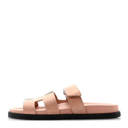 Hermes Suede Goatskin Womens Chypre Sandals 39 Nude 1 of 9