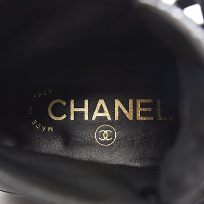 Chanel Calfskin Velvet Pearl Combat Short Boots 38 Black 8 of 8