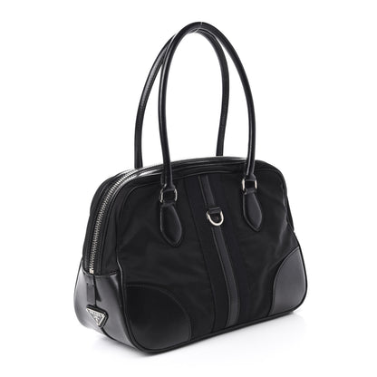 Prada Tessuto Nylon Box Calf Bowling Bag Black 3 of 11