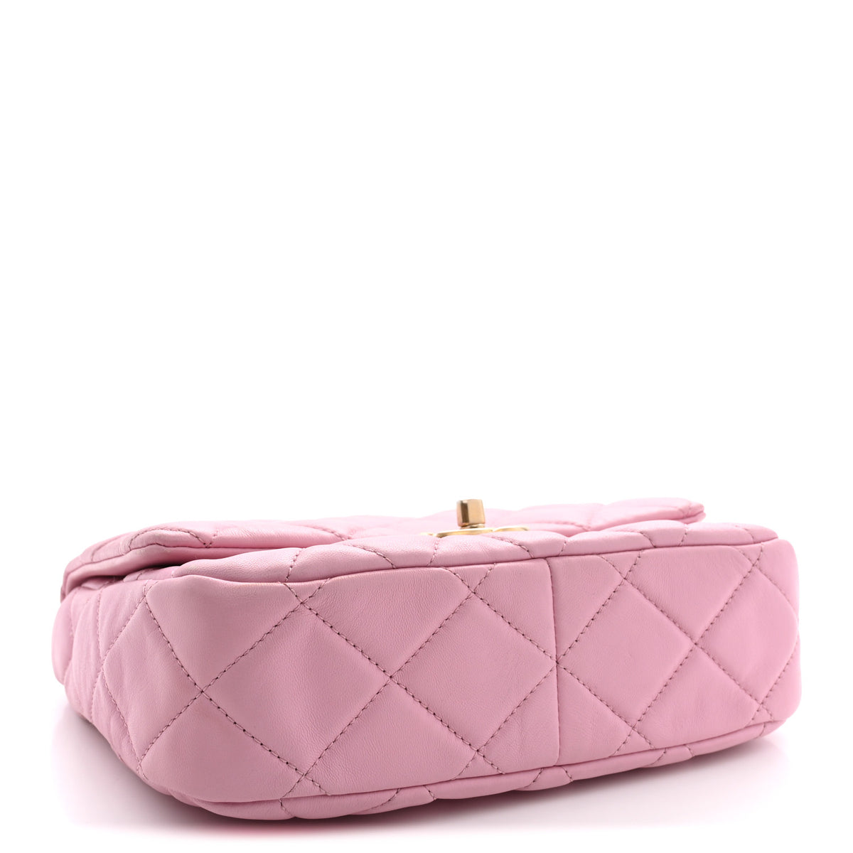 Lambskin Quilted Small Lacquered Chain Flap Pink