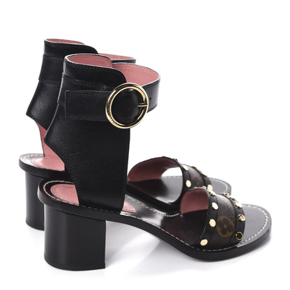 Louis Vuitton Calfskin Monogram Passenger Sandals 37 Black 4 of 10