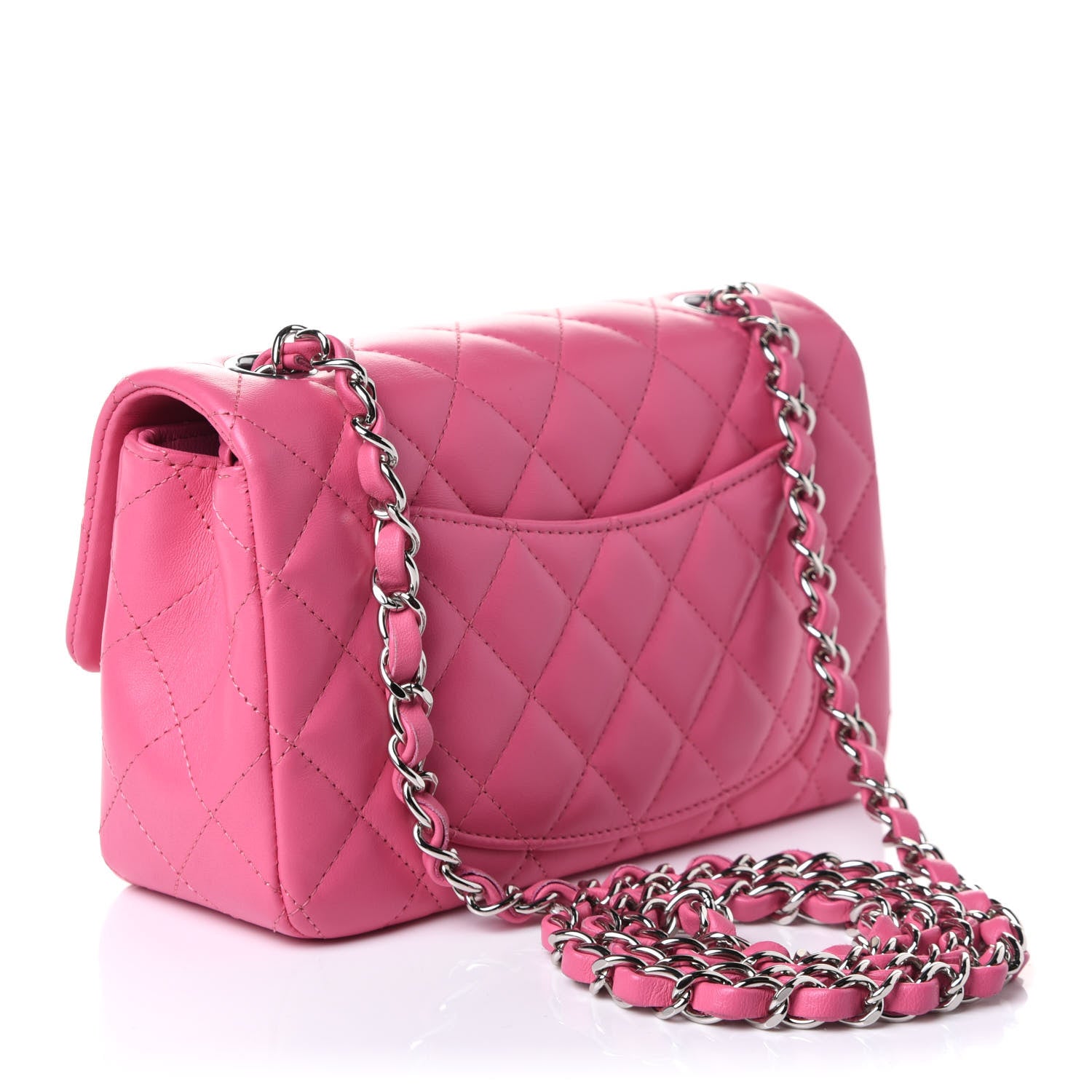Chanel Lambskin Quilted Mini Rectangular Flap Pink 2 of 9