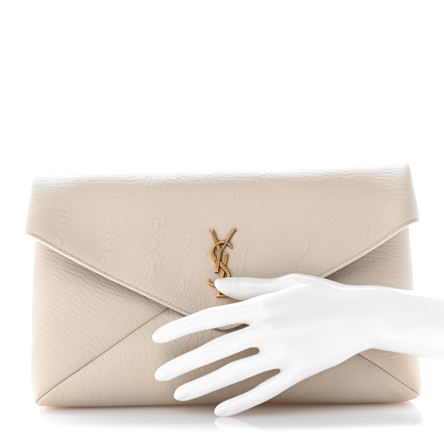 Lambskin Large Cassandre Envelope Pouch Blanc Vintage