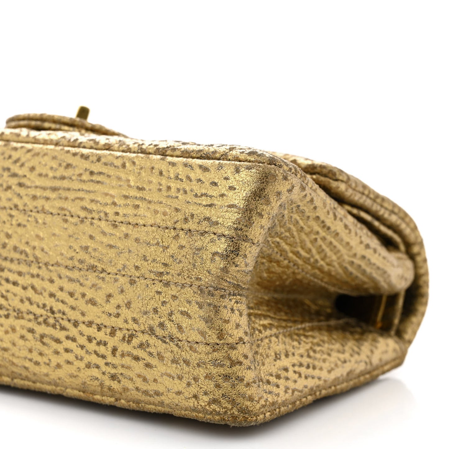 Metallic Grained Calfskin Chevron Quilted 2.55 Reissue 224 Flap Gold