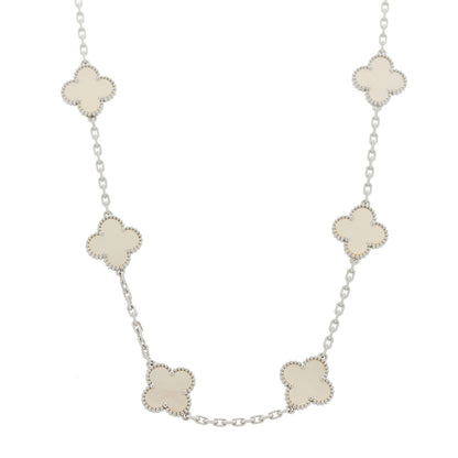 Van Cleef & Arpels 18K White Gold Mother of Pearl 10 Motifs Vintage Alhambra Necklace 1 of 6