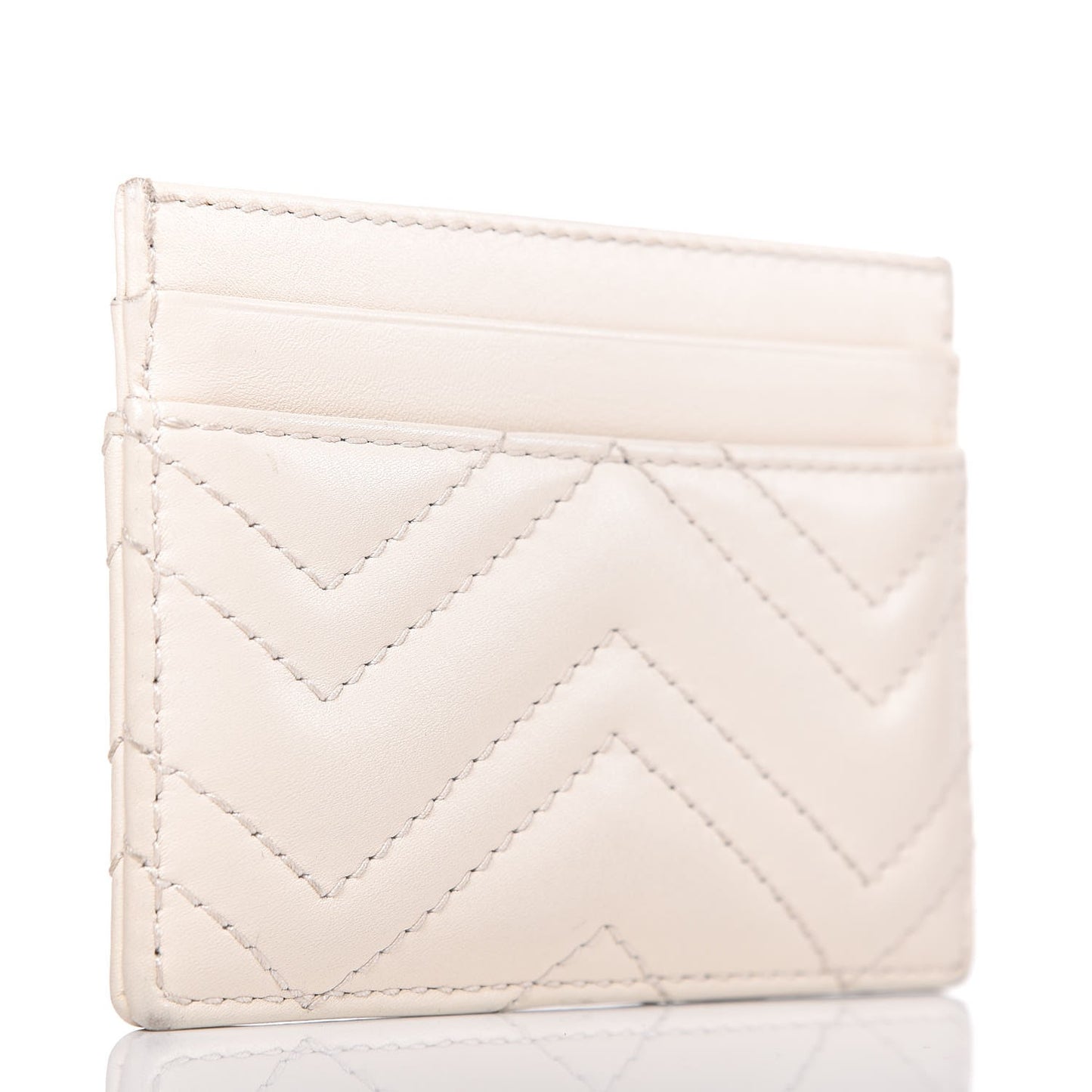 Calfskin Matelasse GG Marmont Card Holder White