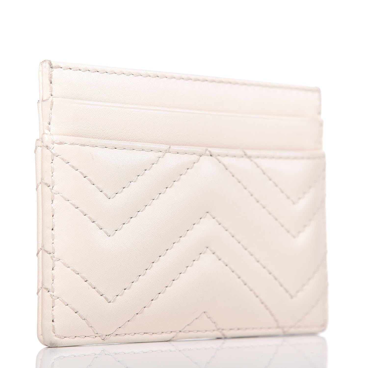 Gucci Calfskin Matelasse GG Marmont Card Holder White 3 of 6