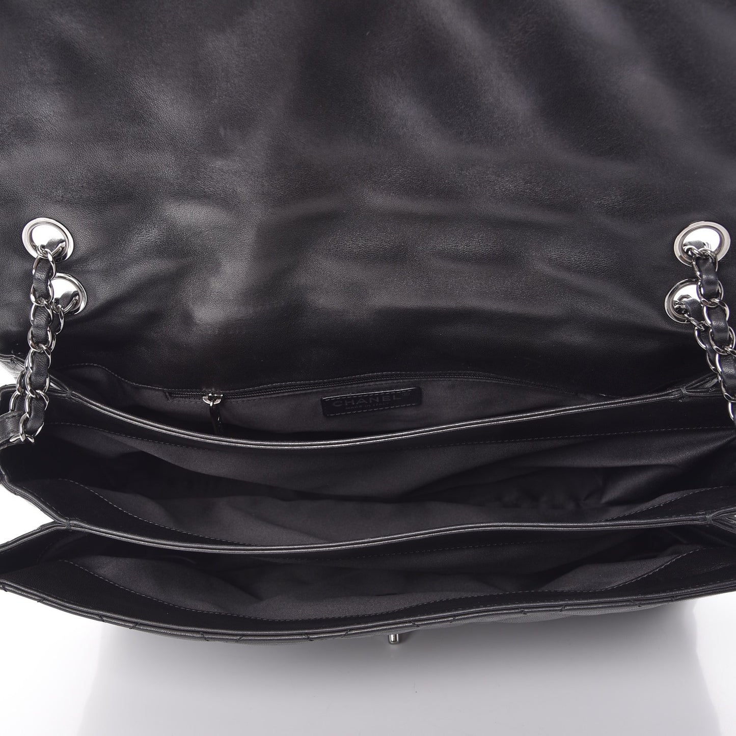 Lambskin Quilted Maxi 3 Flap Black