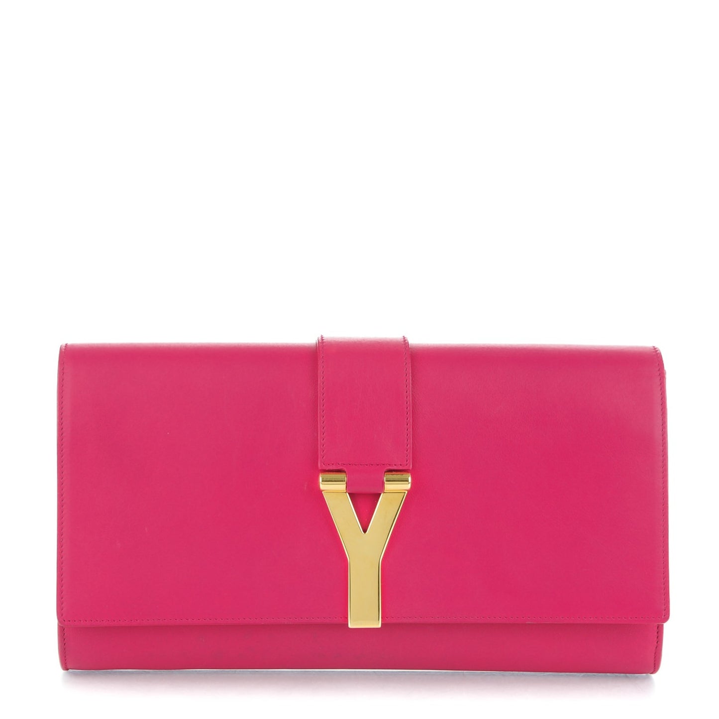 Calfskin Classic Y Ligne Clutch Fuchsia