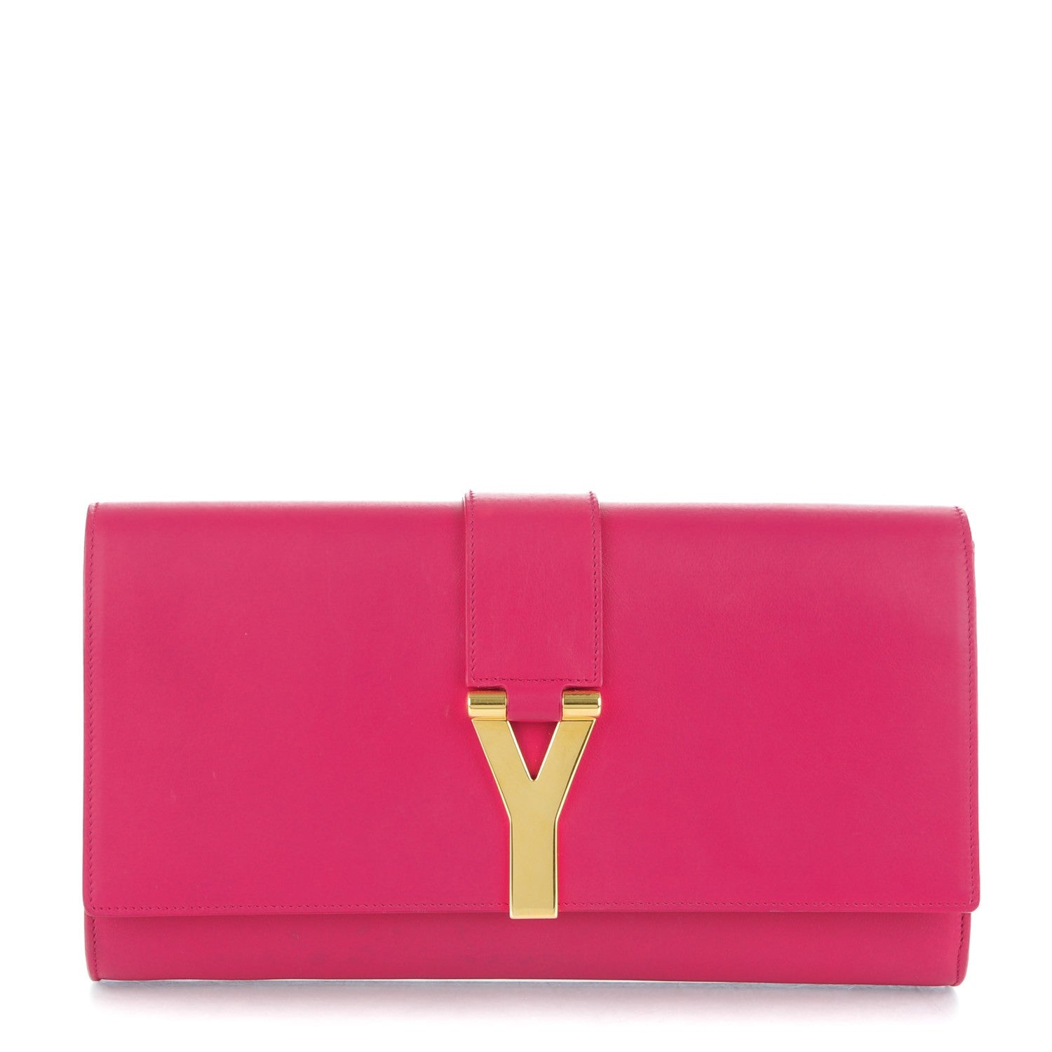 Saint Laurent Calfskin Classic Y Ligne Clutch Fuchsia 1 of 7