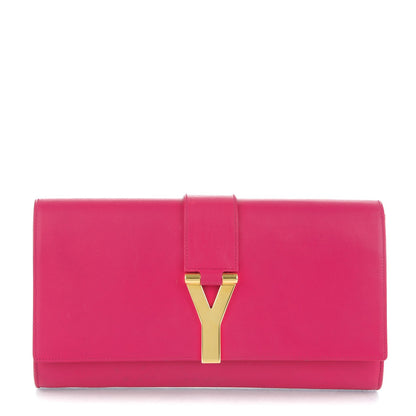 Saint Laurent Calfskin Classic Y Ligne Clutch Fuchsia 1 of 7