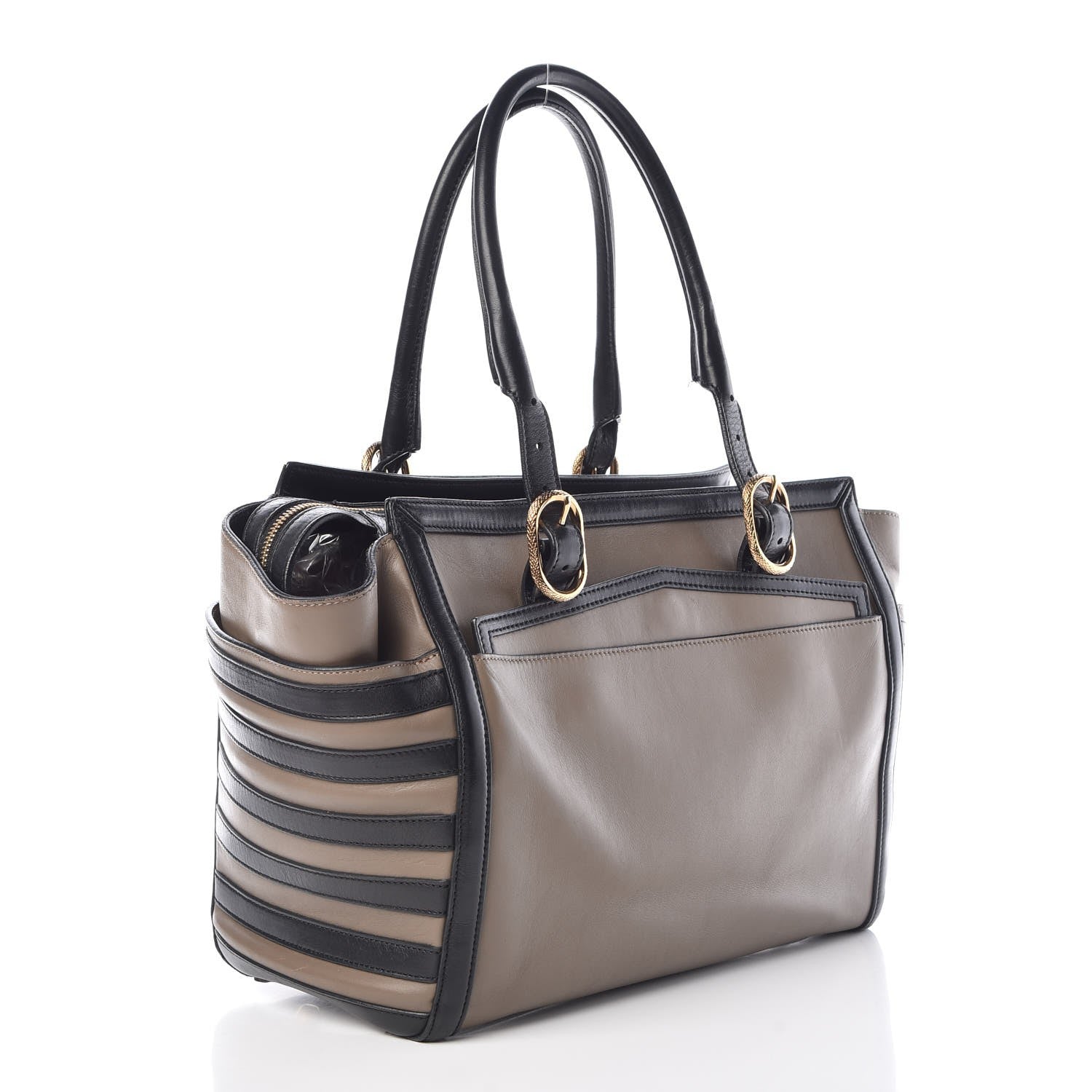 Christian Louboutin Calfskin Farida Bowler Bag Taupe Black 3 of 10