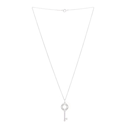 Tiffany 18K White Gold Diamond Atlas Pierced Key Pendant Necklace 3 of 6