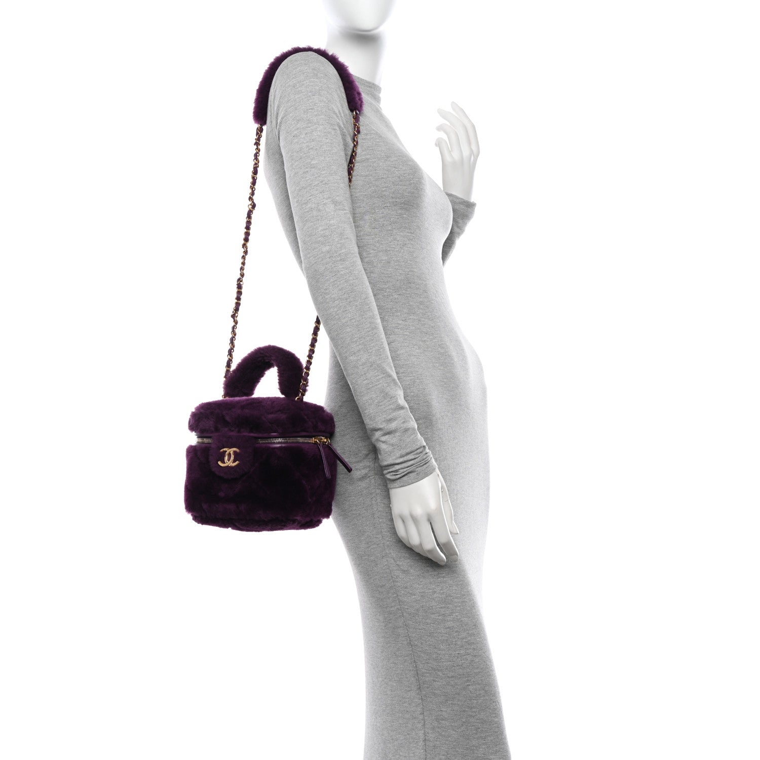 Chanel Shearling Lambskin Quilted Small Vanity Case Purple 2 of 12