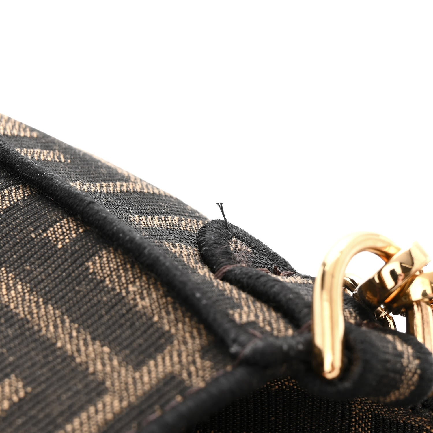 Fendi Fabric Jacquard FF 1974 Mini Baguette Tobacco Moro Black 12 of 14