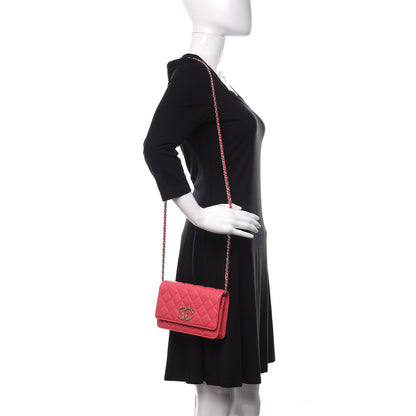 Chanel Caviar Quilted French New Wave Chain CC Wallet On Chain WOC Pink 2 of 12