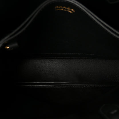 Prada Soft Grain Calfskin Studded Large Buckle Bag With Belt Black 6 of 10