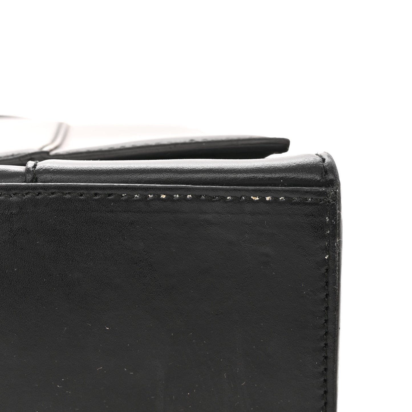 Shiny Box Calfskin Medium Hourglass Top Handle Bag Black