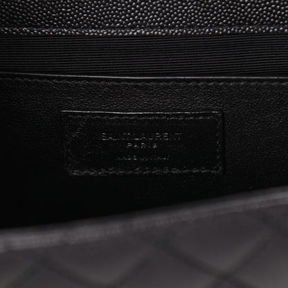 Saint Laurent Grain De Poudre Textured Mixed Matelasse Triquilt Medium Monogram Satchel Black 6 of 10